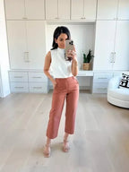 🔥2024 HOT SALE🔥Stretch Twill Cropped Wide Leg Pants