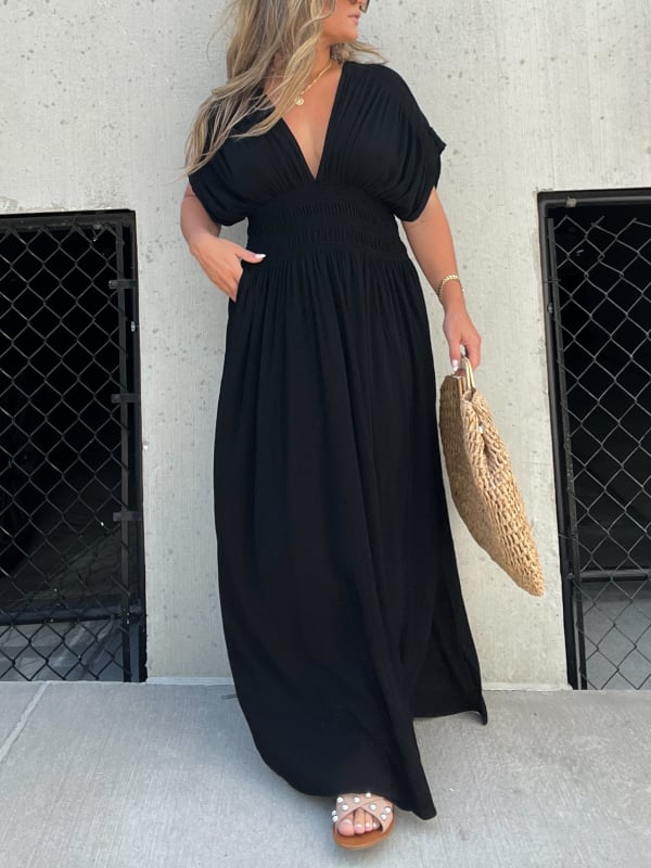 🔥50% OFF💗2024 New Slit v-neck effortless maxi long dress-3pcs free shipping