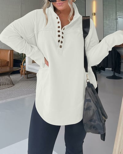 HALF NECK THUMBHOLE CUFF PULLOVER SWEATSHIRT🔥Best Selling