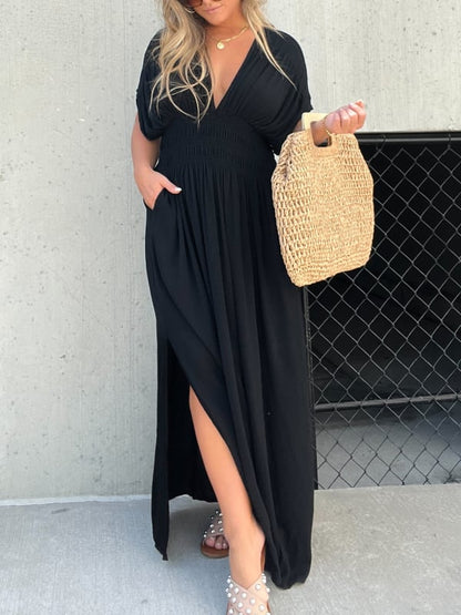 🔥50% OFF💗2024 New Slit v-neck effortless maxi long dress-3pcs free shipping