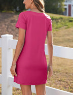 💕Last Day Promotion 49% OFF👗Women's Casual Square Neck Pocket Short Sleeve Dress with Pockets