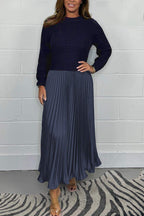 🏆Hot Sale-50% OFF🔥❤️‍🔥Women's Solid Color Long Sleeve Jumper & Pleated Bottom Dress