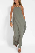 💕Limited Time Offer 50% OFF💕Women's Casual Solid Color Halter Sleeveless Linen Dress