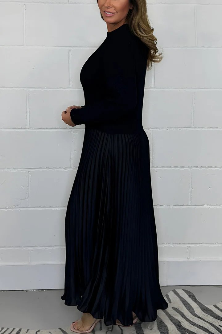 🏆Hot Sale-50% OFF🔥❤️‍🔥Women's Solid Color Long Sleeve Jumper & Pleated Bottom Dress