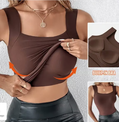 🔥Laatste dag uitverkoop 50% UIT 💐Vrouwen Thermisch Tanktop met U-hals en met Ingebouwde BH