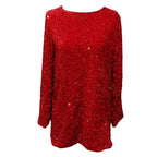 🔥Autumn Sale 51% OFF🎁 Gift Choice - Long Sleeve Loose Sequined Tie-back Dress