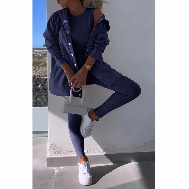 🥰Buy 2 Get Extra 10% OFF🔥Hooded Cardigan, Vest, leggings ,Three-piece Set