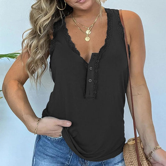 🔥3pcs free shipping💝Women's V-neck Button Sleeveless Tank Top