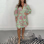 💥Limited time 49% off🔥New for 2025👗Women's Stylish Casual V-Neck Dress with Elastic Waist