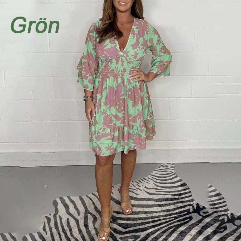 💥Limited time 49% off🔥New for 2025👗Women's Stylish Casual V-Neck Dress with Elastic Waist