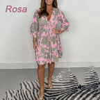 💥Limited time 49% off🔥New for 2025👗Women's Stylish Casual V-Neck Dress with Elastic Waist