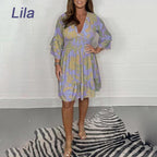 💥Limited time 49% off🔥New for 2025👗Women's Stylish Casual V-Neck Dress with Elastic Waist