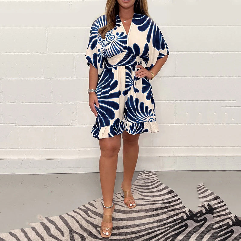 💕New Products for Spring Women's Plant Printed Casual Short Jumpsuit