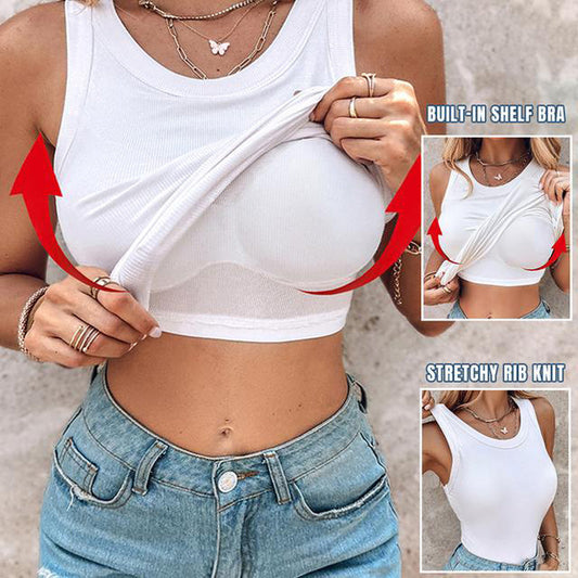 💥Limit Time 50% OFF👚Women's Ribbed Tank Top with Shelf Bra