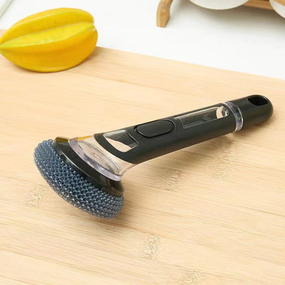 Automatic liquid-adding multifunctional pot scrubbing brush