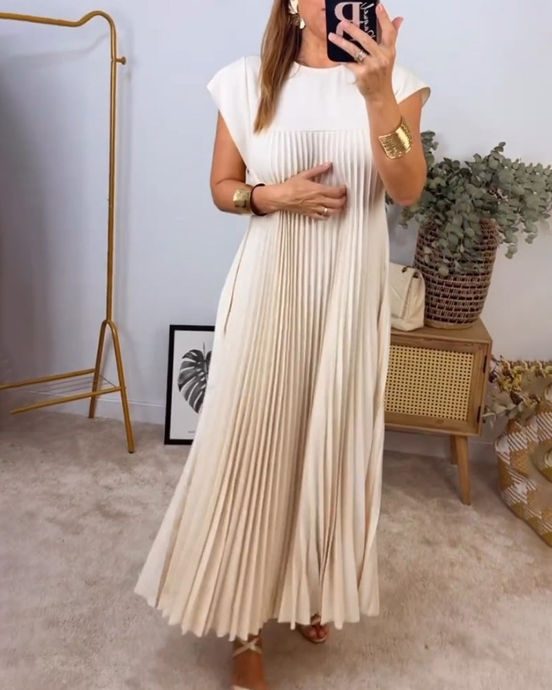 🔥Summer Promotion 49% OFF 🔥Sleeveless Pleated Simple Solid Color Dress