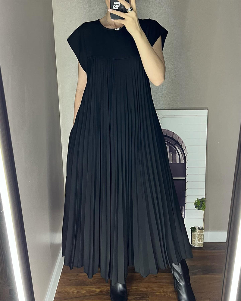 🔥Summer Promotion 49% OFF 🔥Sleeveless Pleated Simple Solid Color Dress