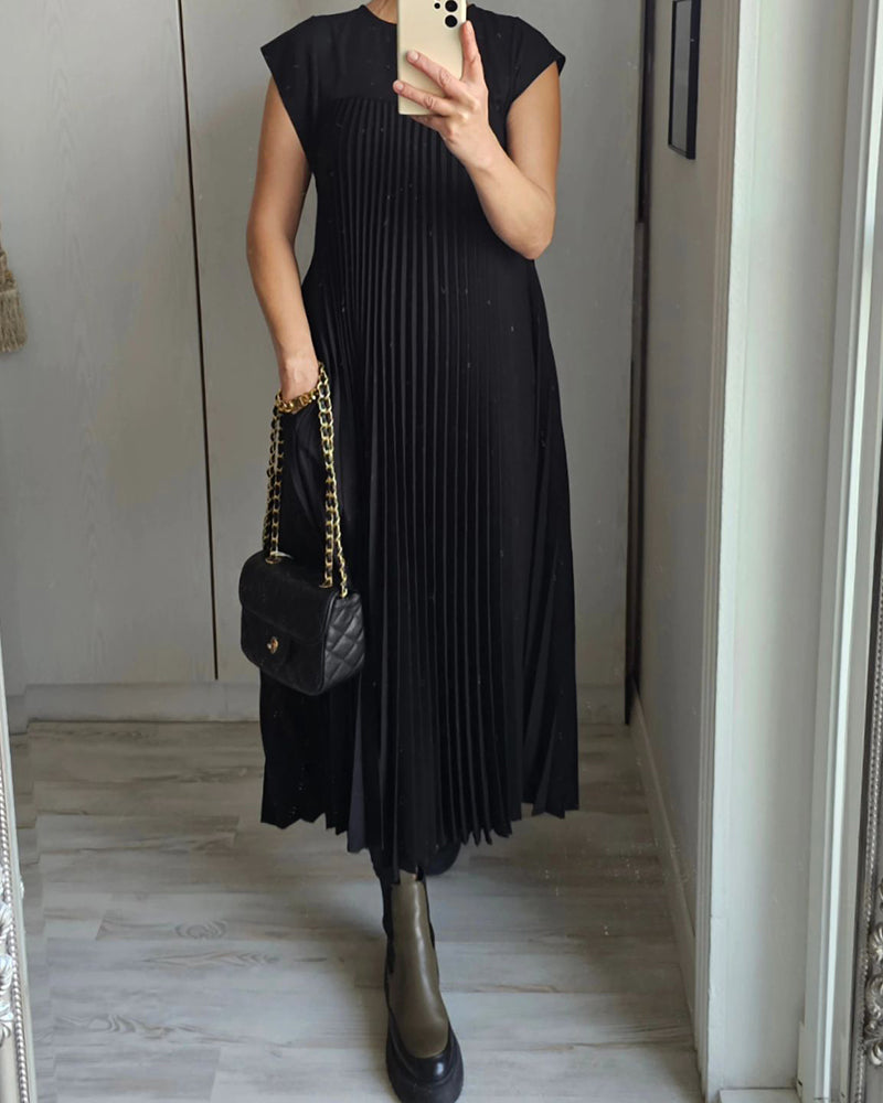 🔥Summer Promotion 49% OFF 🔥Sleeveless Pleated Simple Solid Color Dress