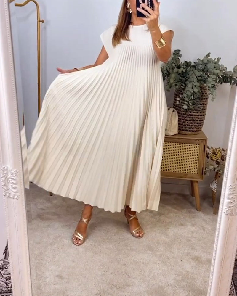 🔥Summer Promotion 49% OFF 🔥Sleeveless Pleated Simple Solid Color Dress