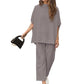 Women's 3/4 Sleeve Capelet Wide-Leg Pants Set