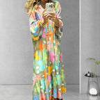 🌸Flower skirt-46% OFF🌸Retro Loose Long-Sleeved Pleated Long Dress
