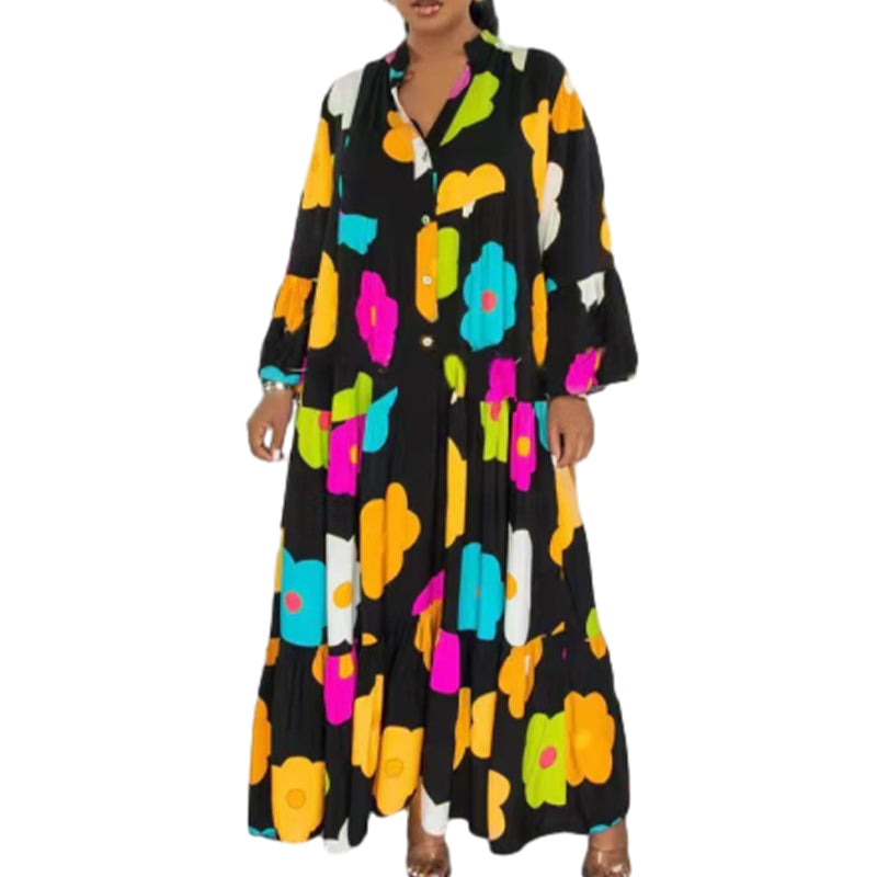 🌸Flower skirt-46% OFF🌸Retro Loose Long-Sleeved Pleated Long Dress