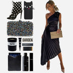 💕 Classy & Comfortable:Asymmetrical Pleated Dress with Slant Neckline