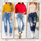 🌸Summer Sale 49% OFF🌸Women's Tummy Control Distressed Cuffed Boyfriend Jeans