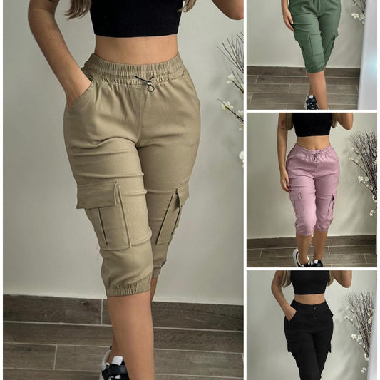 Women's Rolled Drawstring Skinny Cropped Pants