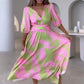 Elegant Color-Blocking V-Neck Waist-Cinching Dress