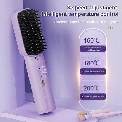 ✨Negative ions do not hurt hair✨Portable cordless mini hair straightening comb