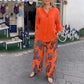 🔥Limited Time 50% OFF🔥Women’s Casual Printed Long-sleeve Blouse and Wide-leg Pants 2-piece Set