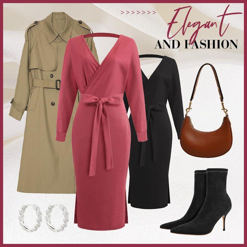 🍂Fall Specials🍂Elegant V-Neck Knitted Dress