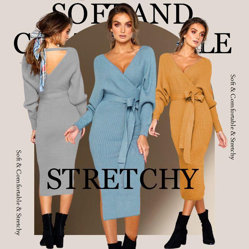 🍂Fall Specials🍂Elegant V-Neck Knitted Dress