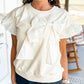 Bow Tie Short Ruffle Sleeve Top