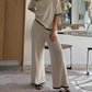 Round Neck Short-sleeved Top Pants Splicing Two-piece Suit