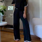 Round Neck Short-sleeved Top Pants Splicing Two-piece Suit