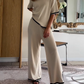 Round Neck Short-sleeved Top Pants Splicing Two-piece Suit