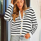 Women’s Trendy Striped Cardigan Sweater with Pockets