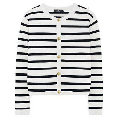 Women’s Trendy Striped Cardigan Sweater with Pockets