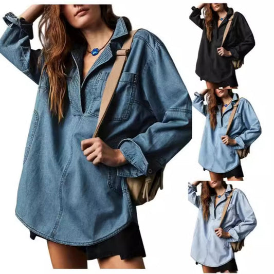 🔥Autumn Sale 50% OFF🔥Nomenoy® Women's Oversized Denim Pullover