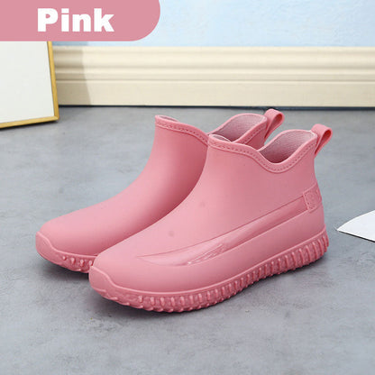 Solid Non-Slip Waterproof Ankle Rain Boots