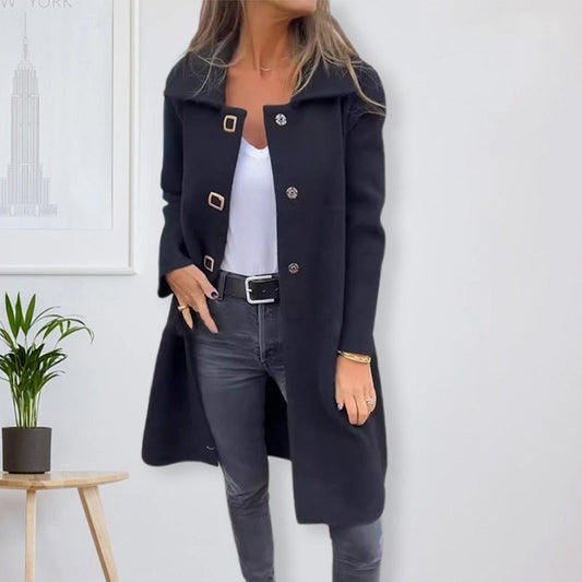 🔥HOT SALE 50% OFF🔥Women’s Solid Color Lapel Button Front Coat