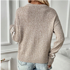 Women's Long-Sleeve Crew Neck Sweater with Star Pattern