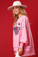 🎅Early Xmas Sales🎅 Christmas sequin print crew neck long sleeve sweatshirt