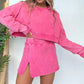 Women’s Washed Hooded Cropped Sweatshirt and Short Skirt 2-piece Set