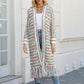 Women’s Elegant Knitted Cardigan Shawl with Tassel Hemline