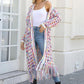 Women’s Elegant Knitted Cardigan Shawl with Tassel Hemline