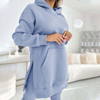 🍂Fall Specials🍂Women's Fashion Solid Color Hoodie And Lined Leggings Two-Piece Set