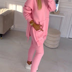 🍂Fall Specials🍂Women's Fashion Solid Color Hoodie And Lined Leggings Two-Piece Set